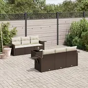 vidaXL 7 daļu dārza atpūtas mēbeļu komplekts ar spilveniem, brown  3219912 8721012922648