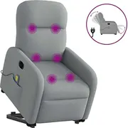 vidaXL Elektriskais masāžas krēsls ar pacelšanas funkciju, izvelkams, Light Grey  3303002 8721102959844