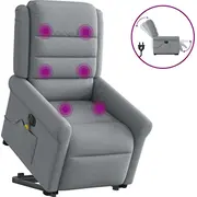 vidaXL Elektriskais masāžas krēsls, paceļams, izvelkams, light grey  3303344 8721102963261