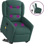 vidaXL Pacelams masāžas krēsls, izvelkams, Dark green, audums  3303210 8721102961922