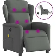 vidaXL Elektriska masāžas krēsls, tumši pelēks, audums  3303125 8721102961076