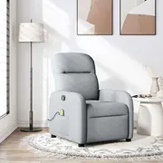 vidaXL Saliekams masāžas krēsls, light grey, auduma apdare  4015532 8721158335388