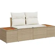 vidaXL Dārza dīvāns divvietīgs ar spilveniem beige polirattans  42006816 8721158939937