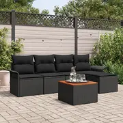 vidaXL Āra dīvānu komplekts 6 daļas Black un wood tone  3347317 8721158974310