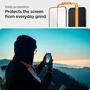 Aizsargstikls Spigen  Alm Glass Fc tempered glass for iPhone 15 - black 2 pcs. tR Alignmaster Pa 8809896752275