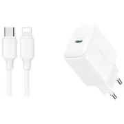 Joyroom Travel Charger Type-C. Pd 20W, Qc 3.0, with Type-C to Lightning cable 1M, White Jr-Tcf20  Jr-Tcf20Wclc-Wht 6956116723125