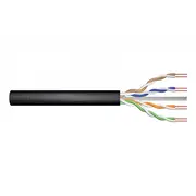 Kabel teleinformatyczny instalacyjny zewnętrzny żelowany kat.5e, U/Utp, Fca, drut, Awg24/1, Pe, 305M, Black, szpula  Dk-Tp512 5907772590867 Akassks50000004