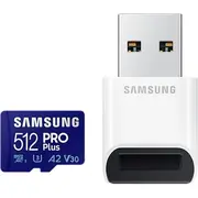 Samsung Pro Plus 512 Gb Sdxc 2023 Uhs-I U3, Class 10, V30, inkl. Usb-Adapter  Mb-Md512Sb/Ww 8806094780680