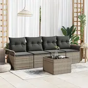 vidaXL 5 daļu dārza dīvānu komplekts ar spilveniem Grey poliratans  3345229 8721158948151
