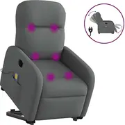 vidaXL Elektriska masāžas krēsls ar pacelšanas funkciju, izvelkams, dark grey  3303003 8721102959851