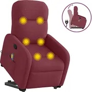 vidaXL paceļams masāžas krēsls, izvelkams, Burgundy, ar auduma apdari  3302985 8721102959677