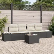 5 daļu dārza dīvānu komplekts ar spilveniem Black rattan  3355596 8721288358677