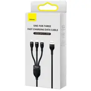 Baseus Universal Flash Series 3-In-1 ātrās uzlādes datu kabelis Usb-A uz Micro  Lightning Type-C 100W, 1.2M Black Cass030001 6932172608712