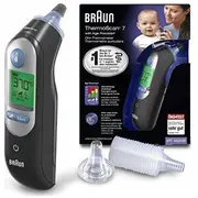 Braun Fieberthermometer Thermoscan 7 Black, Infrarot-Ohrthermometer  Irt6520 4022167365200