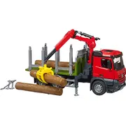 Bruder Mercedes Benz Arocs koka transporta kravas automašīna Ar pacēlāju, ķērāju un 3 baļķiem  03669 4001702036690