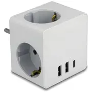 Delock Steckdosenwürfel 3-Fach mit Kindersicherung und Usb  11496 4043619114962 85366990