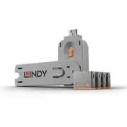 Lindy Usb Port Schloss 4 Stück mit Schlüssel Orange, Code Orange  40453 4002888404532