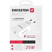 Swissten 25W Tīkla Lādētājs Usb-C Pd 3.0  Sw-Usbcpd25W-W 8595217475939