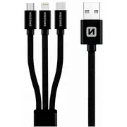Swissten Textile Universal 3In1 Usb-C / Lightning Data Mfi Mircousb kabelis 1.2M  72501101 8595217463400