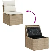 vidaXL 5 daļu dārza dīvānu komplekts ar spilveniem beige, polirattans, akācija  3356181 8721288364524