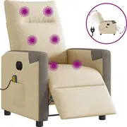 vidaXL Elektriska masāžas krēsls, saliekams, Cream, audums  3324088 8721158644589