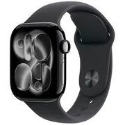 Viedpulkstenis Apple Watch 11 Gps 42Mm Jet Black Alu sporta siksniņa M/L Mequ4Et/A  195950460131
