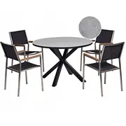 Āra mēbeļu komplekts 4 personām Beliani Maletto/Grosseto metāls marmora efekts Grey/Black  525628 Bel 4255664886170