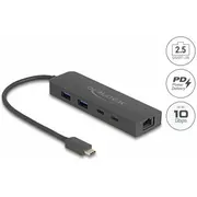 Delock 10 Gbps Usb centrmezgls ar 2,5 Gigabitu Lan portu un Pd 85 W  64110 4043619641109