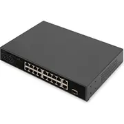 Digitus Switch 16-Port 10/100  32W Poe Black Dn-95355 4016032485056 85299030