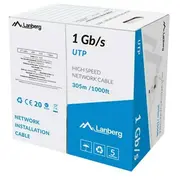 Kabel Lan Utp 1Gb/S 305M drut cca szary  Lcu6-10Cc-0305-S 5901969406344 Aklagks6Utp0001