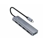 Ugreen 4-Portu Usb 3.0 centrmezgls ar Usb-C barošanas padevi Grey  6957303873364