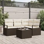 vidaXL 4 daļu dārza dīvānu komplekts ar spilveniem pelēks rattan dīvāns  3355037 8721288353085