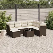 vidaXL 8 daļu dārza atpūtas mēbeļu komplekts ar spilveniem, brown  3249842 8721012888173