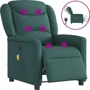 vidaXL Elektriska masāžas krēsls ar izvelkamu funkciju, Dark Green, audums  3303190 8721102961724