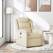 vidaXL Saliekams masāžas krēsls, cream, ar auduma apdari  4015614 8721158336200