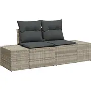 vidaXL 3 daļu dārza dīvānu komplekts ar spilveniem Light Grey rattan  3346922 8721158965080