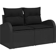 6 daļu dārza dīvānu komplekts ar spilveniem Black poliratans  3354732 8721288350039