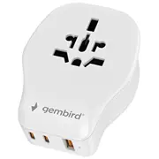 Adapteris Gembird  Tpa-1A2C20-02-W Universal travel power adapter, 20 W, white 8716309134927