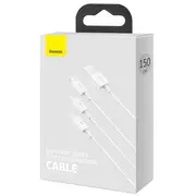 Baseus Cable Superior Series 3-In-1 Fast Charging Data Usb to MLC 3.5A 1.5M White Camltys-02  6953156205536