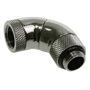 Bitspower adapteris 90 grādi G1/4 collu ārējais vītne uz iekšējo vītni - 3X pagriežams, melns spīdīgs  Waad-160 4711946741075 Bp-Bs90R3D