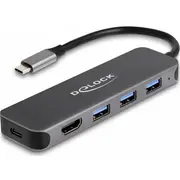 Delock 3P Usb sadalītājs  4K Hdmi Usb-C Pd 85W - 64171 4043619641710