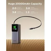 Powerbank Ugreen 20000Mah Pb726 Usb  Usb-C, 165W, wbudowany kabel Szary 95670B 6941876283354