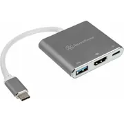 Silverstone Sst-Ep08C - Usb 3.1 Type-C adapteris uz Hdmi/Usb Type C/Usb A silver  Zuus-343 4710007223956