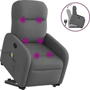 vidaXL Pacelams masāžas krēsls, izvelkams, Dark grey, audums  3302983 8721102959653