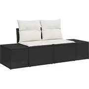 vidaXL 3 daļu dārza dīvānu komplekts ar spilveniem Black polirattans  3346917 8721158965035
