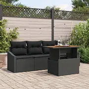vidaXL 5 daļu dārza dīvānu komplekts Black rotangpalma  3358508 8721288387110