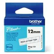 Biroja izejmateriāls Brother  Btag-131 Btag131 12Mm Black On Clear Tape 4977766835886