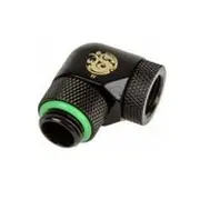 Bitspower adapteris 90 grādi G1/4 collu ārējais vītne uz iekšējo vītni - abpusēji grozāms, melns matēts  Wasc-159 4711946745301 Bp-Mb90R2Ld
