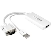 Delock Usb 2.0 Adapter, Usb-A  Vga Stecker Hdmi Buchse Weiß, 25Cm 62460 4043619624607