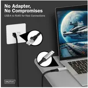 Digitus Usb 3.2.Rj45 Ethernet Kabel 1Gbit/S 5 m  Ak-300600-050-S 4016032501992 85444290